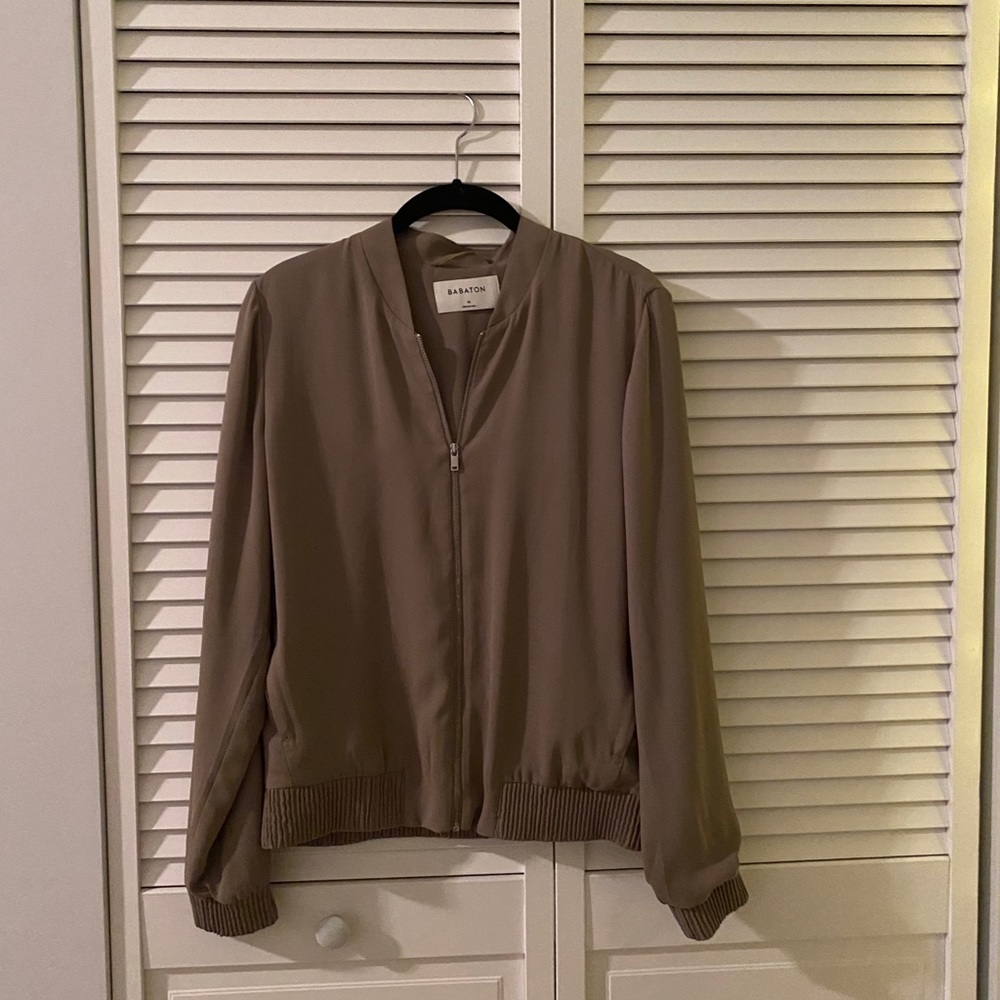 Babaton silk zip-up bomber jacket